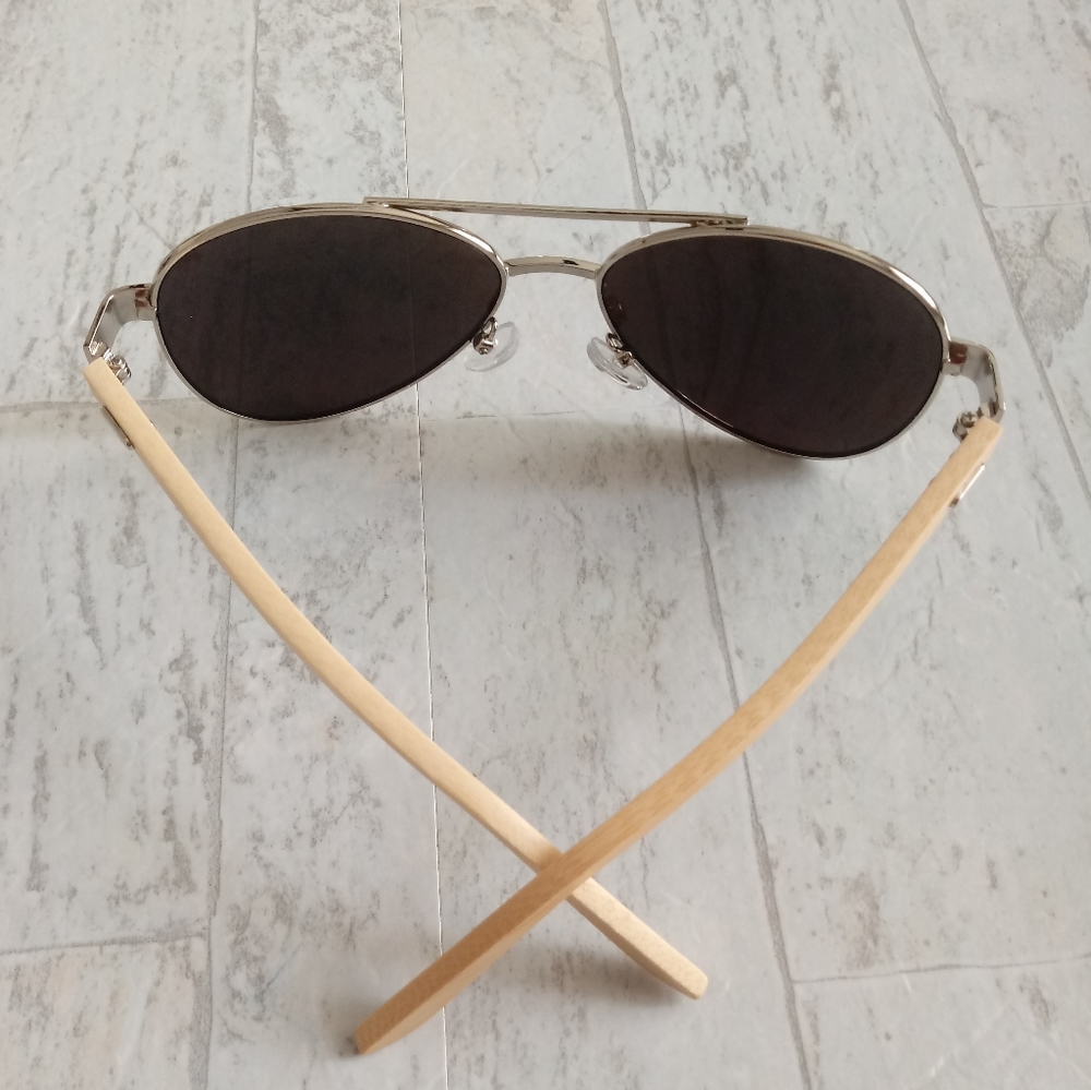 NEW GENUINE BAMBOO POLARIZED AVIATOR SUNGLASSES - Picture 6 of 9